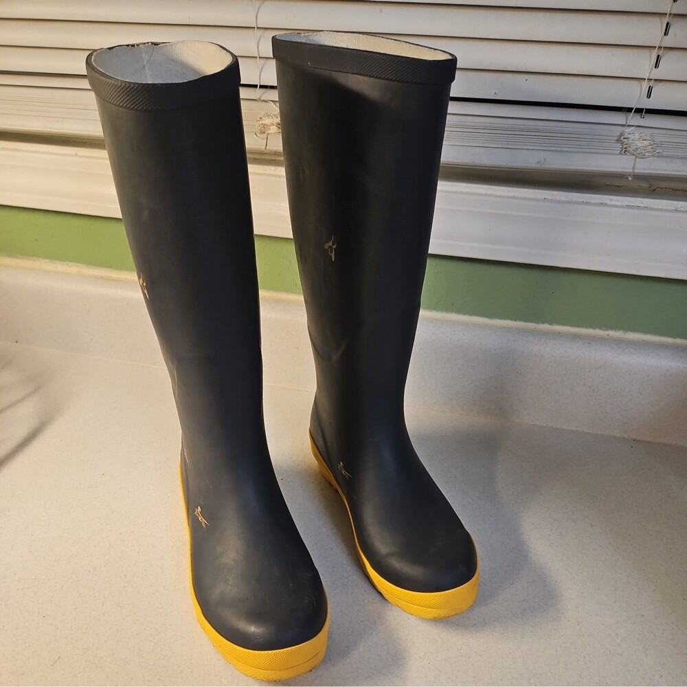 Serra Women's 14" Tall Waterproof Boots Graphite & Yellow Size 7B BEE PATTERN